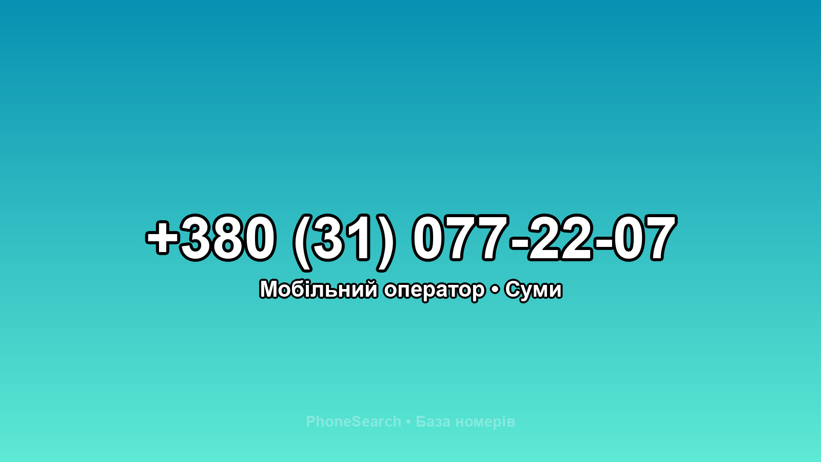 Номер +380 (31) 077-22-07 - вариант 2