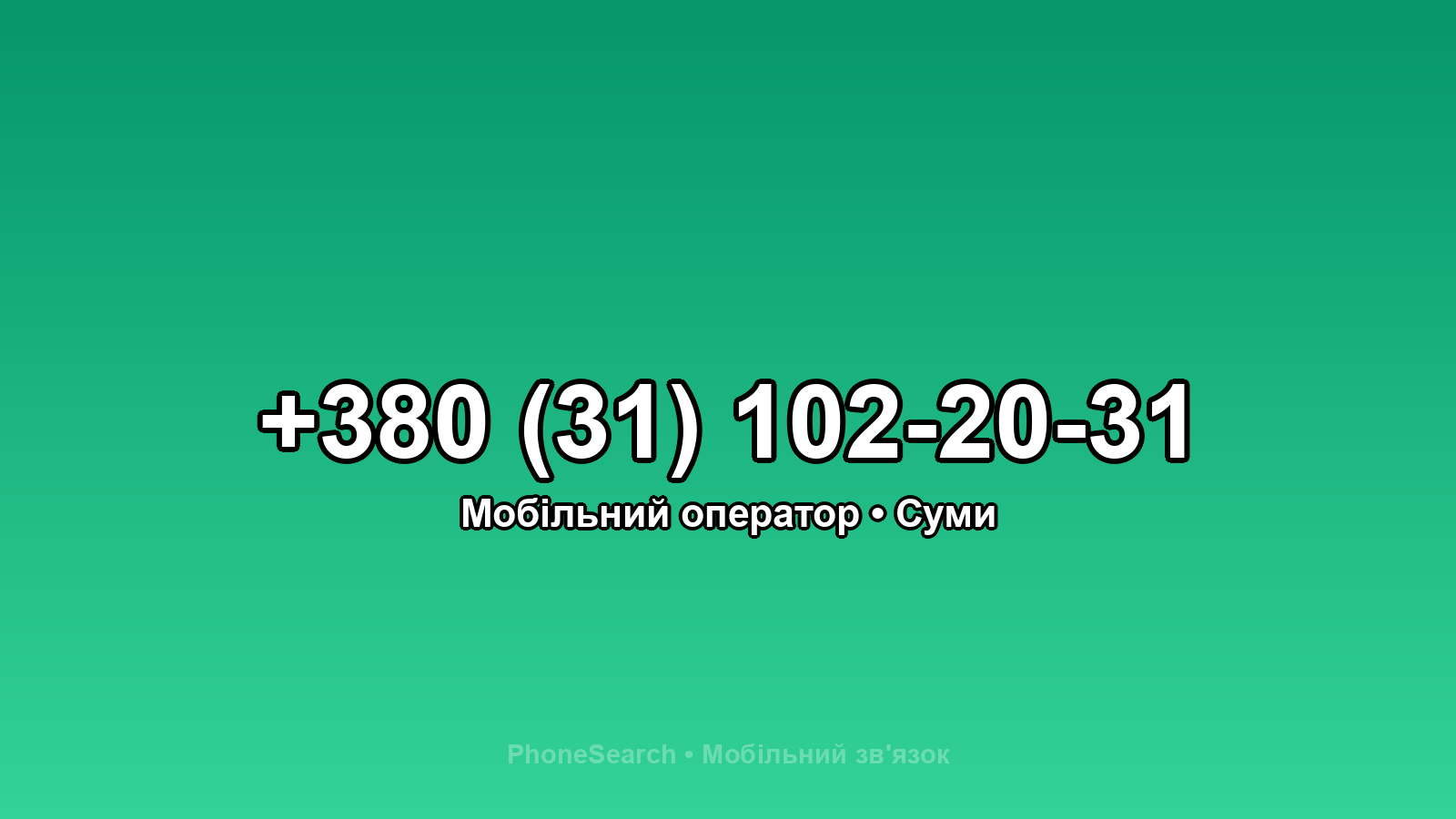 Номер +380 (31) 102-20-31 - вариант 1