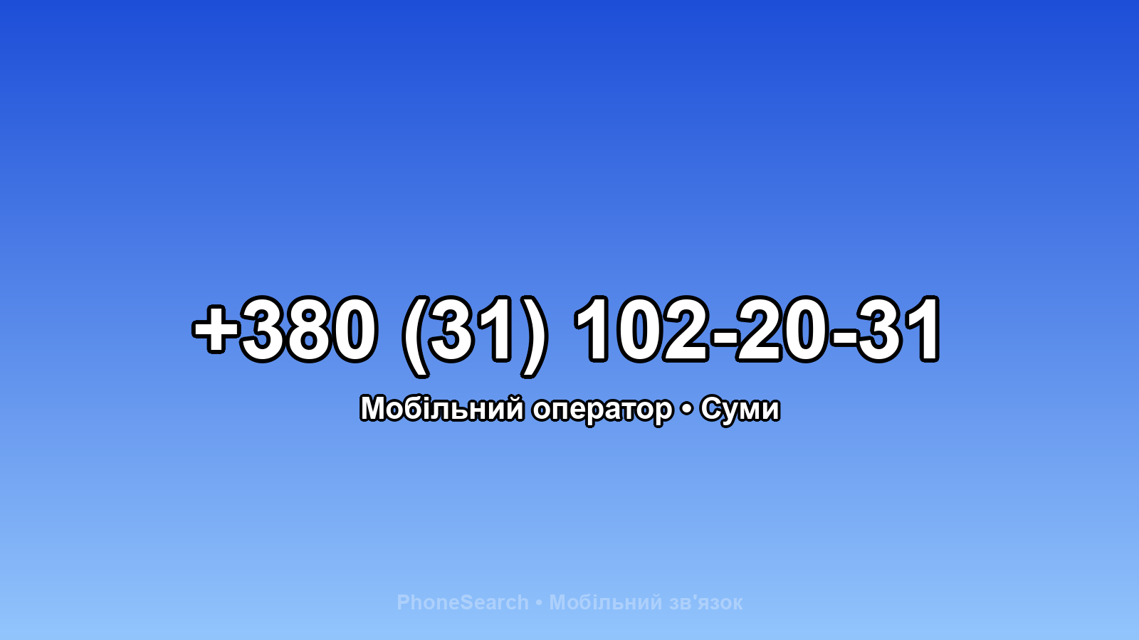 Номер +380 (31) 102-20-31 - вариант 2