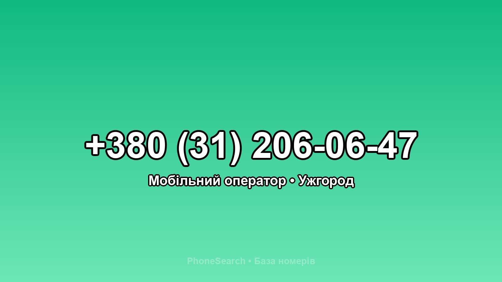 Номер +380 (31) 206-06-47 - вариант 1