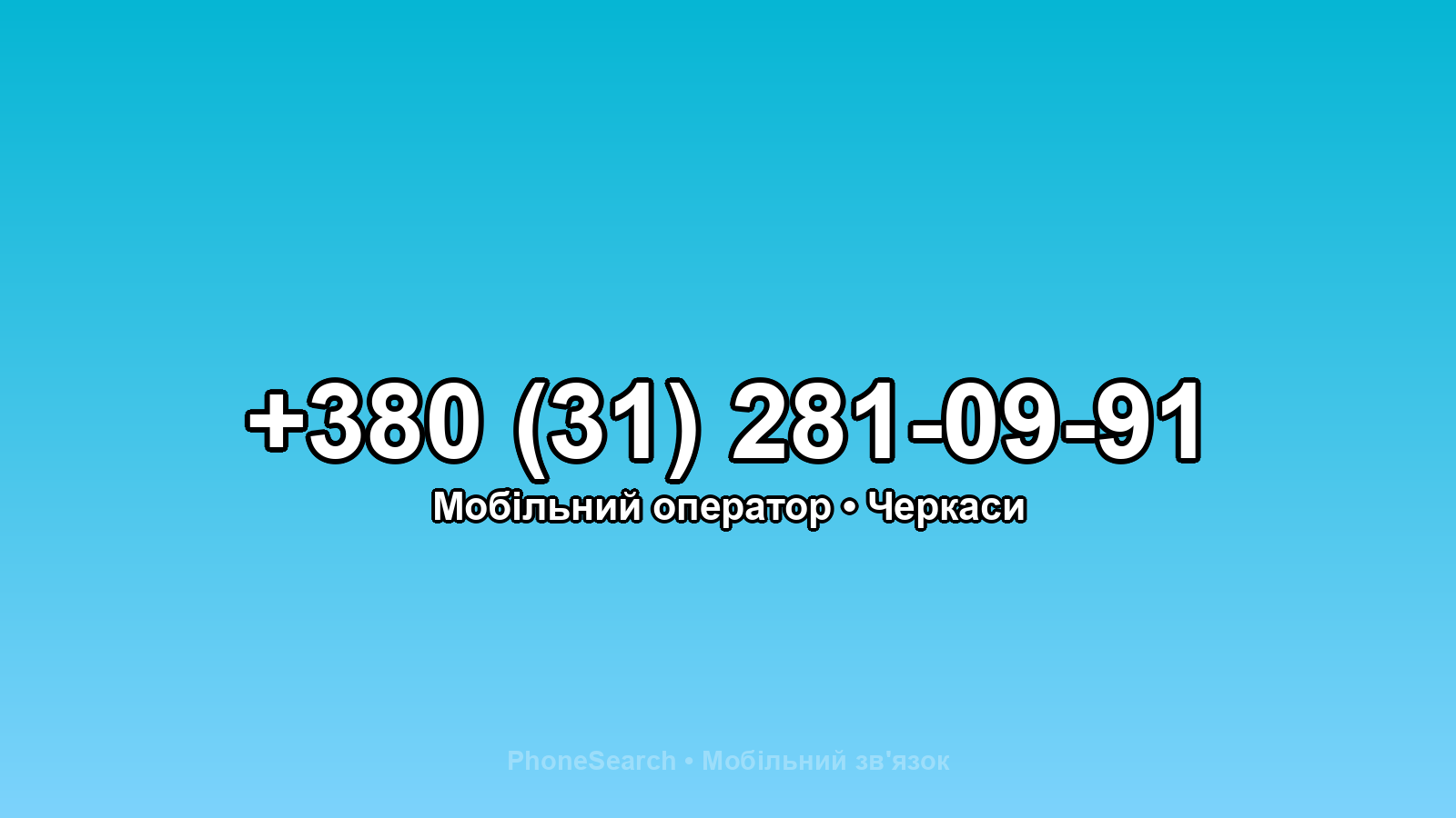 Номер +380 (31) 281-09-91 - вариант 2