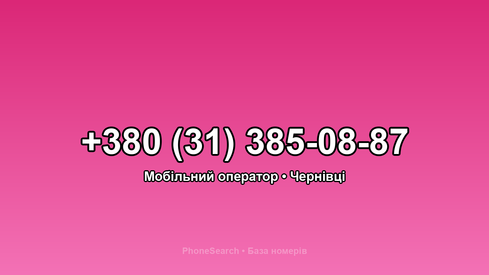Номер +380 (31) 385-08-87 - вариант 2