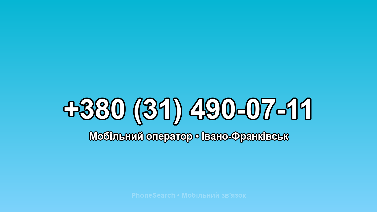 Номер +380 (31) 490-07-11 - вариант 1