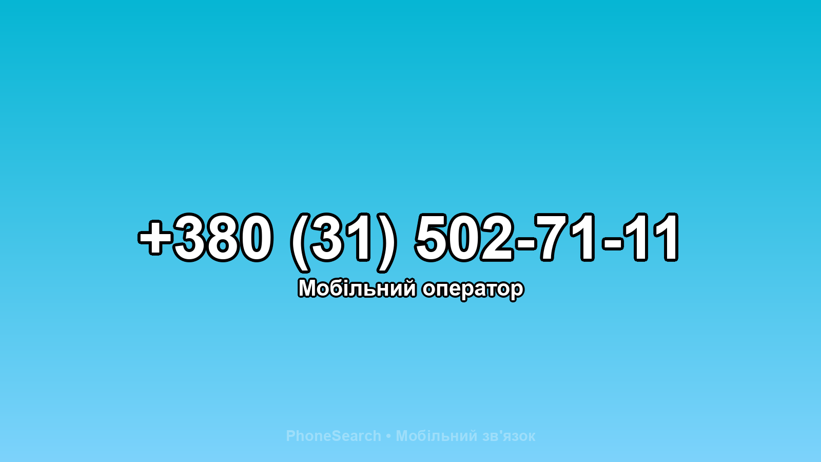 Номер +380 (31) 502-71-11 - вариант 1