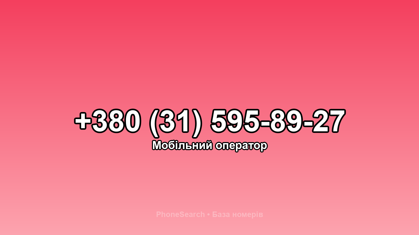Номер +380 (31) 595-89-27 - вариант 2