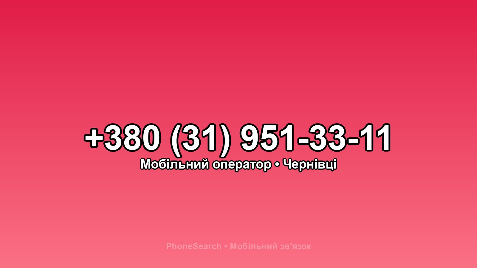 Номер +380 (31) 951-33-11 - вариант 2