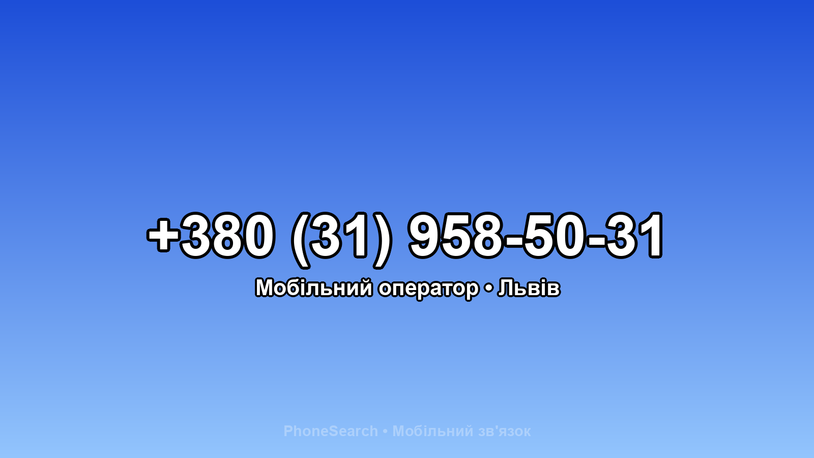 Номер +380 (31) 958-50-31 - вариант 2