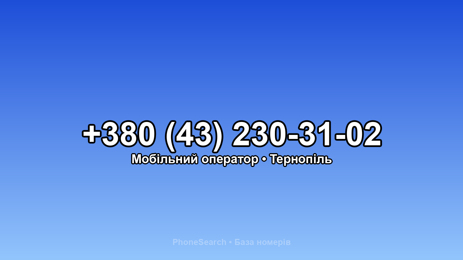 Номер +380 (43) 230-31-02 - вариант 1