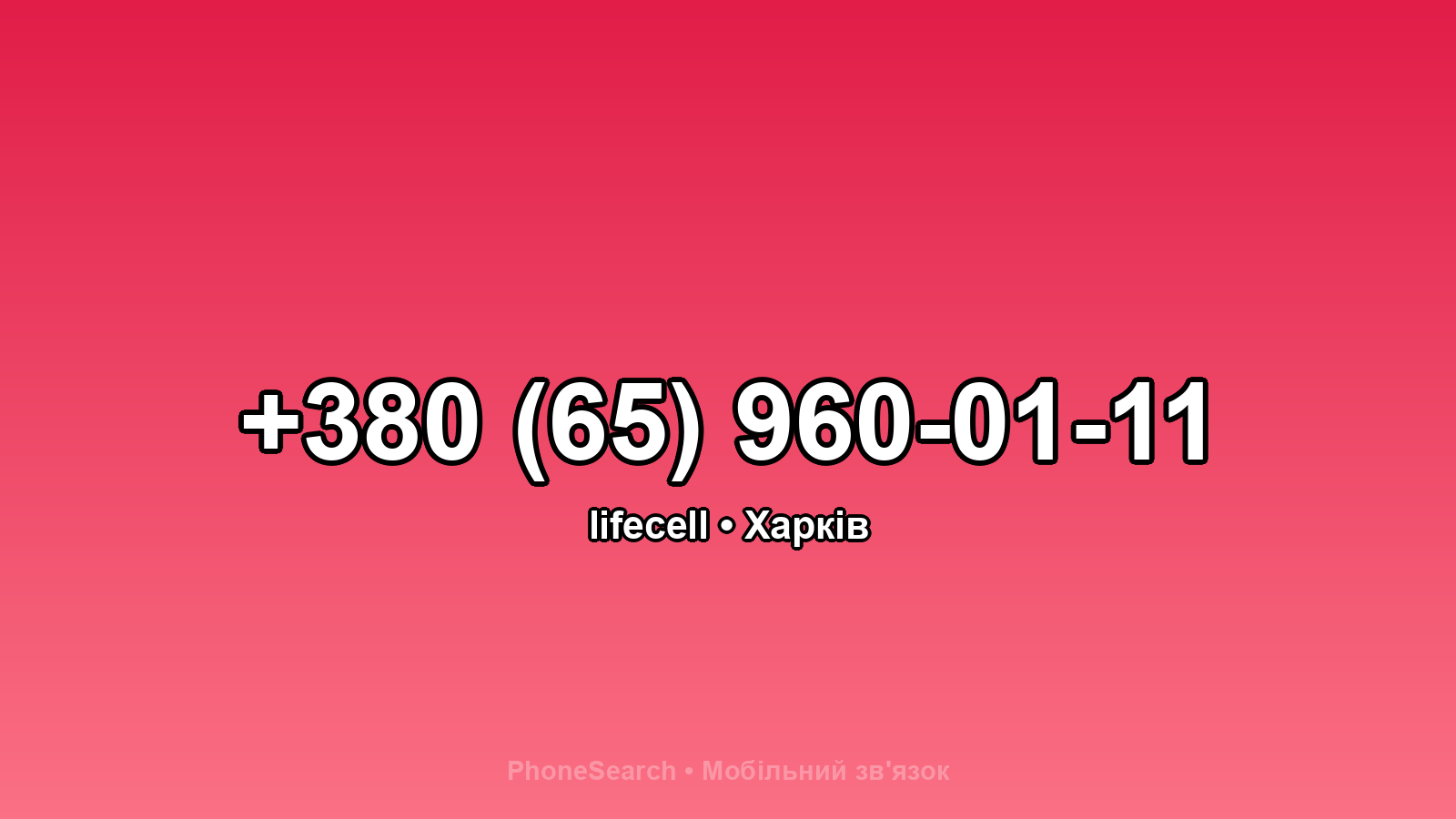 Номер +380 (65) 960-01-11 - вариант 2