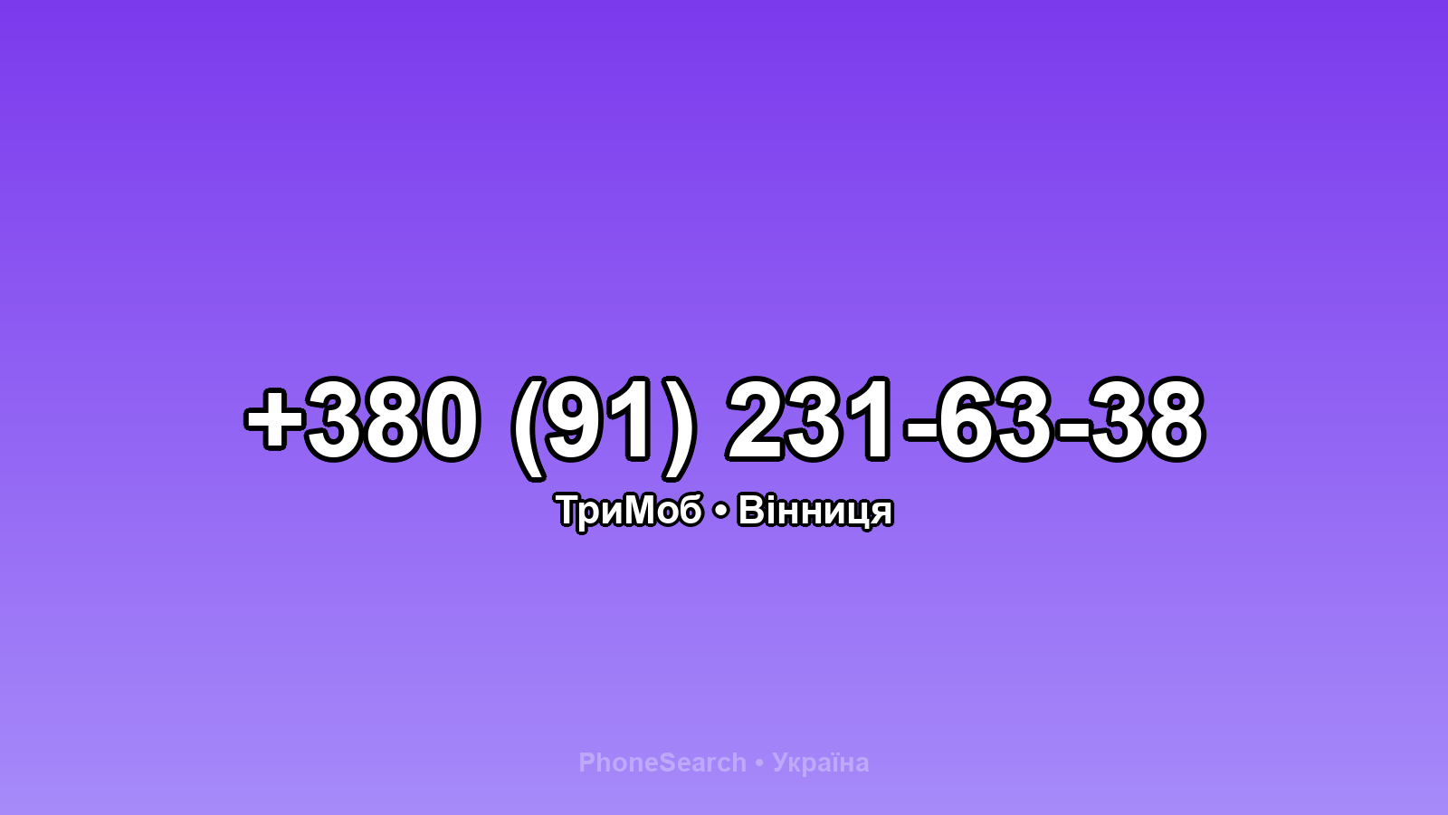Номер +380 (91) 231-63-38 - вариант 1